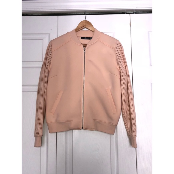 peach bomber jacket